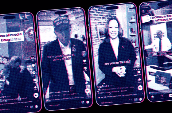 Photo Illustration: Donald Trump and Kamala Harris' TikToks