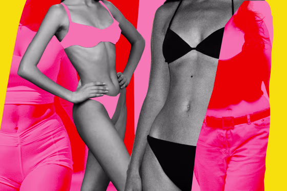 Photo Illustrations: Celebrities with mid-size or fuller figures juxtaposed with thin models like Kate Moss