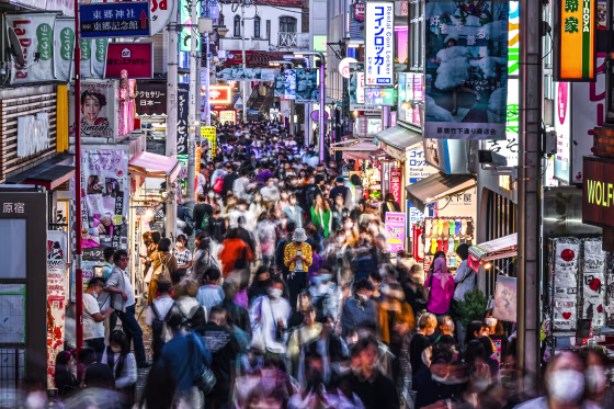 People walking down Takeshita Street in the Harajuku area of Tokyo on on Oct. 10, 2022.