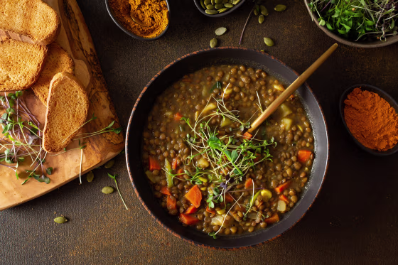 A bowl of lentil soup