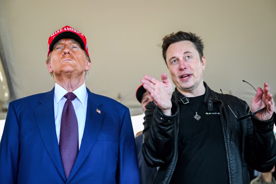 Donald Trump, left, and Elon Musk speaks