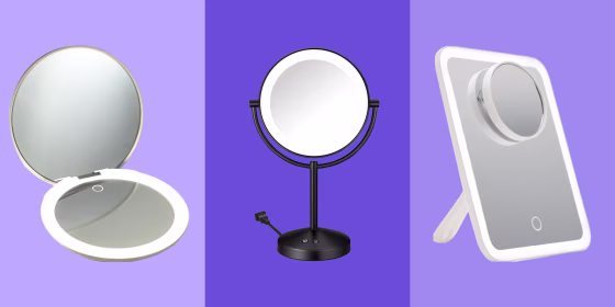 I found anti-fog options, travel-sized mirrors and LED mirrors for vanities.