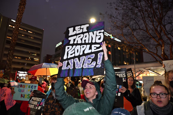 Supporters of transgender youth demonstrate outside Children's Hospital Los Angeles 