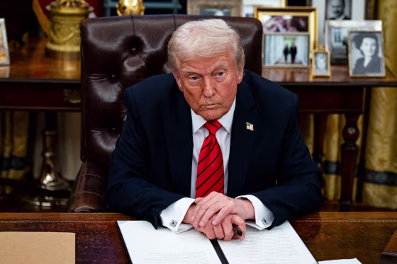 President Donald Trump during an executive order signing in the Oval Office of the White House on Feb. 10.
