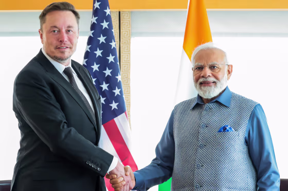 Prime Minister Narendra Modi meets Tesla and SpaceX CEO Elon Musk