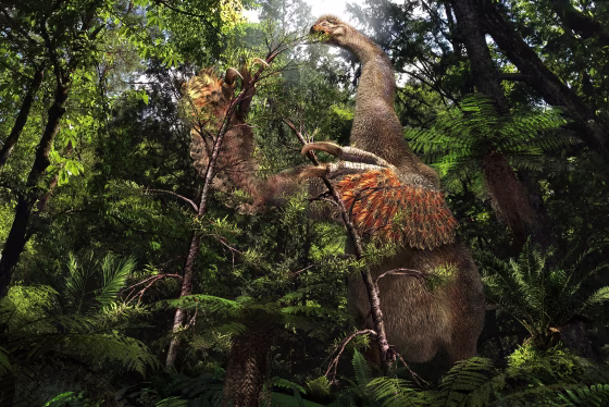 Illustration of the Cretaceous dinosaur Duonychus tsogtbaatari, whose fossils were unearthed in Mongolia