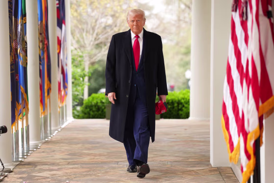 President Donald Trump arrives to speak at an event in the White House Rose Garden