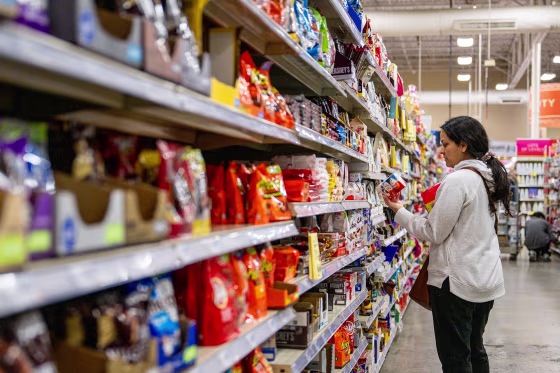 A customer shops at grocery store on February 12, 2025 in Austin, Texas. 