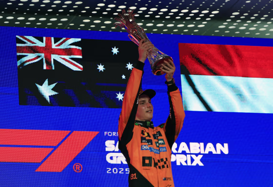 Oscar Piastri celebrates