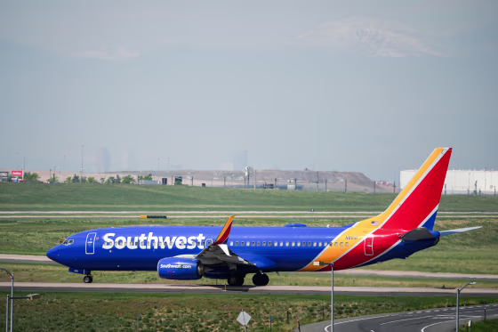 A Southwest Airlines plane on the tarmac
