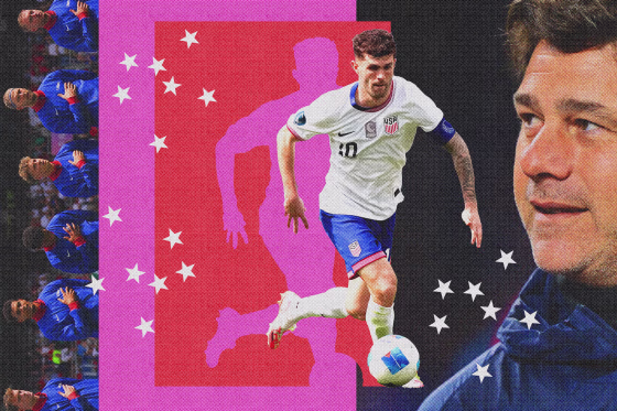 Photo illustration of U.S. Men's Soccer Team, featuring Christian Pulisic and Mauricio Pochettino