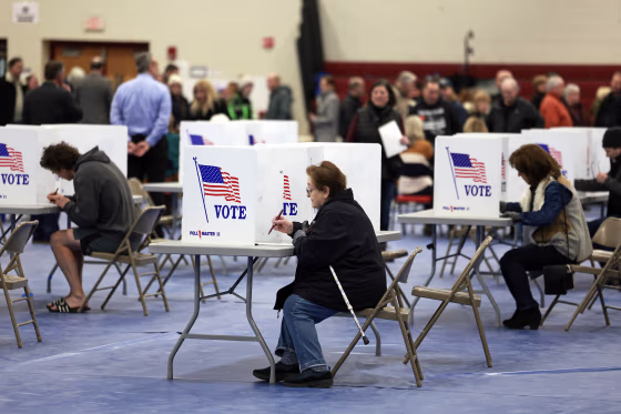 Voters Head To The Polls To Cast Their Vote In The New Hampshire Primary