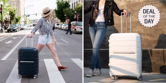 The Samsonite Freeform suitcase includes multidirectional spinner wheels, a scratch-free surface and a ten-year warranty.
