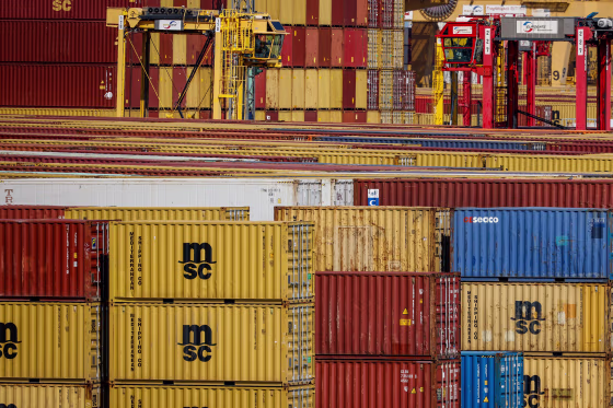 Containers at the harbor of Bremerhaven, in northern Germany, last month.