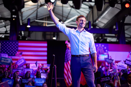 Sen. Jon Ossoff, D-Ga., at a rally  in Savannah, Ga., on Saturday.