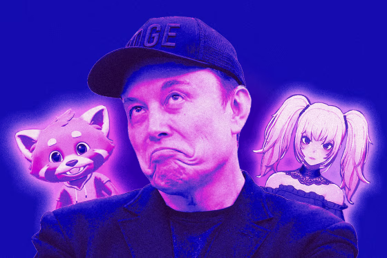 Elon Musk with Grok AI Companions, Rudi and Ani.