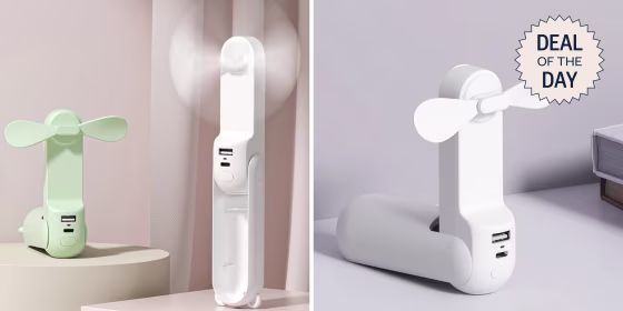 The Jisulife handheld fan can also work as a flashlight and charge your phone. 


