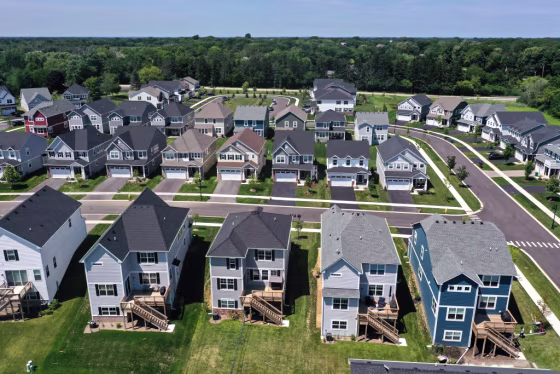 A subdivision that has replaced the once rural landscape in 2023 in Hawthorn Woods, Ill.