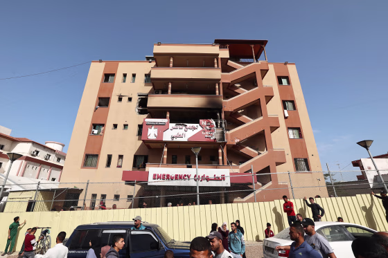 israeli palestinian hospital exterior damage