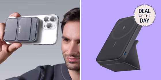 The Anker 622 MagGo Wireless Charger attaches to the back of your iPhone using MagSafe.