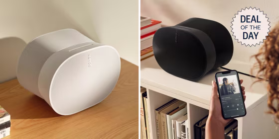 The Sonos Era 300 has an eyecatching hourglass shape.