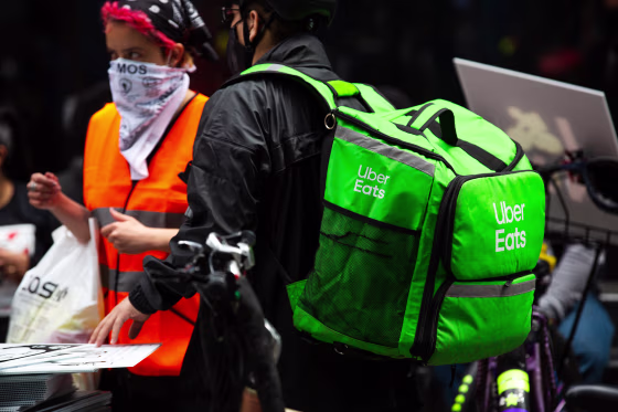 An Uber Eats backpack.