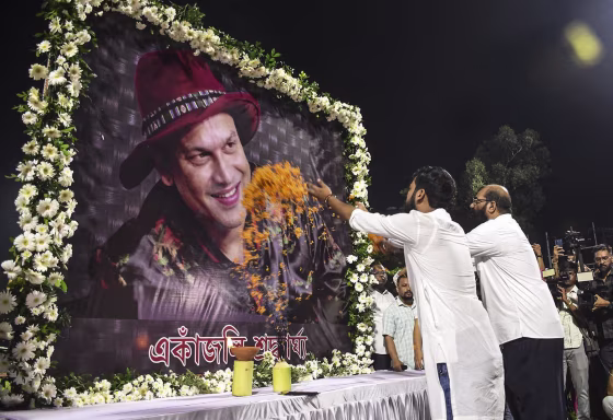 Fans pay tribute to singer Zubeen Garg in Guwahati, India, on Friday, Sept. 19, 2025.