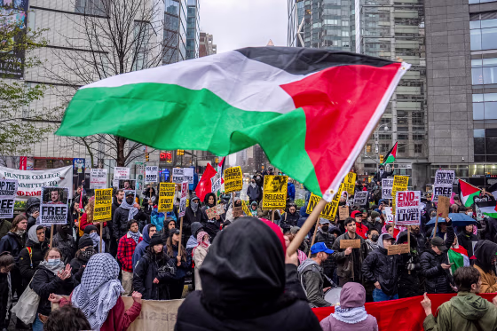 Palestinian flag at a protest.