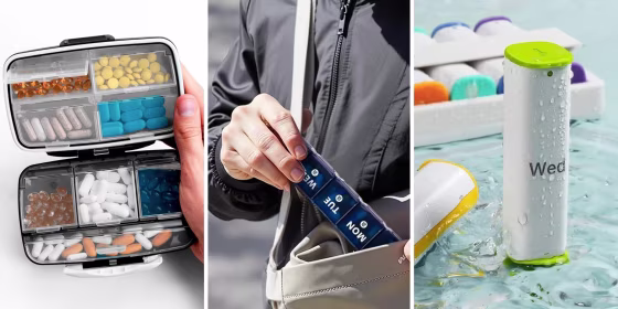 Travel pill cases with individual compartments for each day of the week can help you track whether or not you’ve taken your medication.