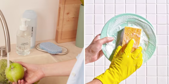You can find plastic-free sponges from brands like Blueland, Grove Co. and Element Brooklyn. 