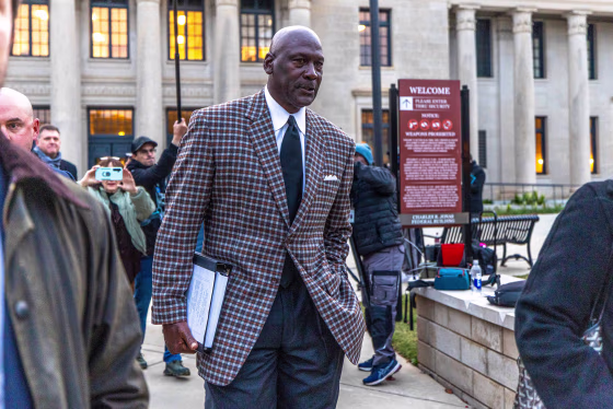 Michael Jordan walking to trial