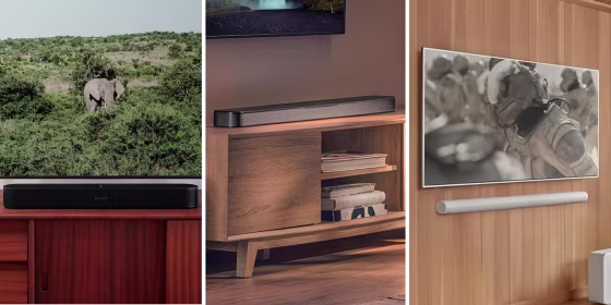 A soundbar has all of its speakers within a single unit — plus you can sync some with wireless subwoofers.