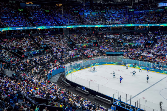 A general view of Milano Santagiulia Ice Hockey Arena.