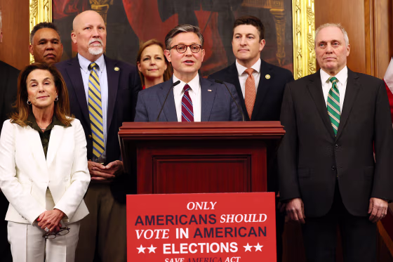 Speaker Johnson Holds Press Conference On House Passage Of SAVE America Act