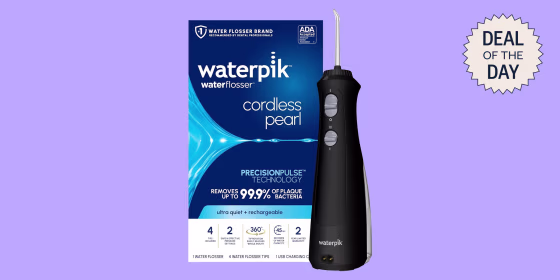 The Waterpik Cordless Pearl gives you up to four weeks of use on a single charge, so you can travel with it as well as use it at home.