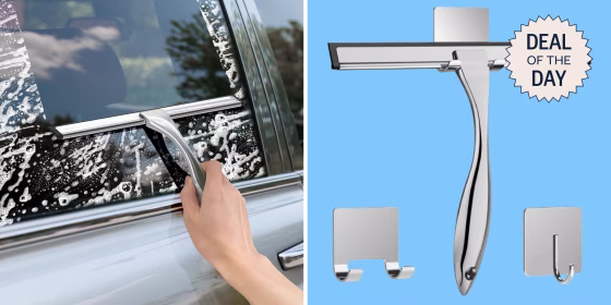 The Docrok stainless steel shower squeegee helps clean residual water from your shower, windows and mirror.