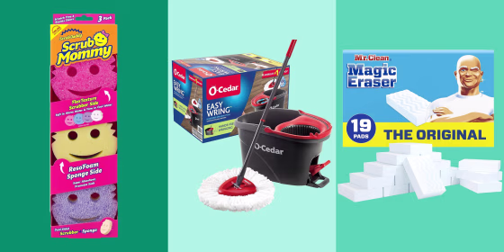 Electric scrubbers, squeegees and microfiber cloths are a few of many cleaning products you can get on Amazon.
