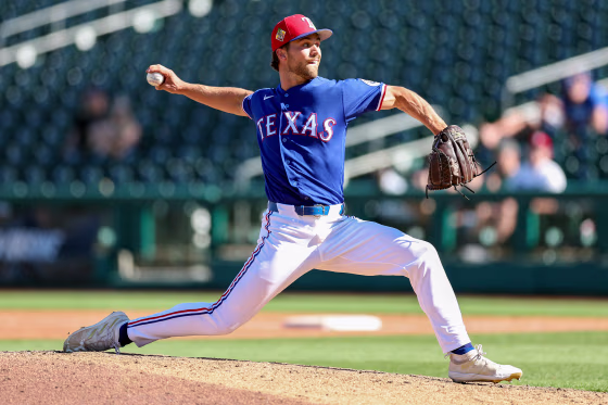 Pitcher Carter Baumler #68 of the Texas Rangers throws during the sixth inning of a World Baseball Classic 