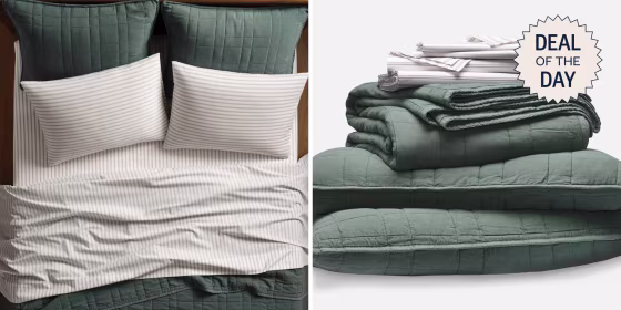Brooklinen’s Anniversary Bundle sheet set would make for a great Mother’s Day gift. 