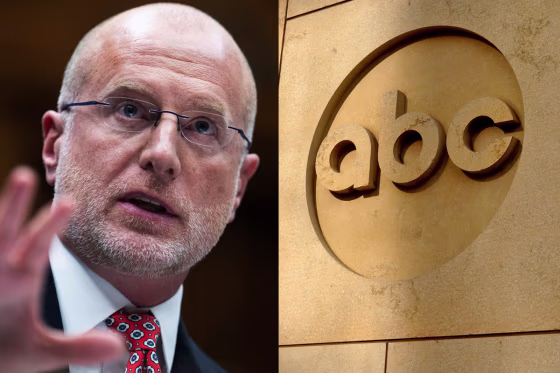 FCC Chairman Brendan Carr FCC Chairman Brendan Carr and ABC logo.