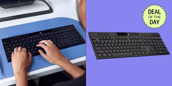 The Corsair K100 Air is a thin, wireless, full-sized gaming keyboard that’s very customizable.