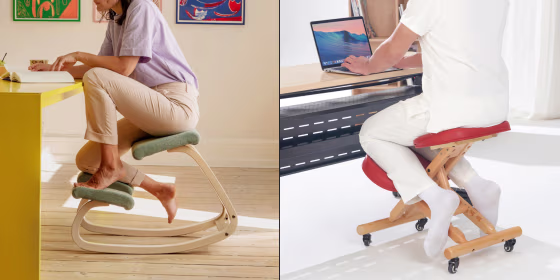Kneeling chairs can be a great alternative to the traditional desk chair if you’re feeling back pain from sitting at work.