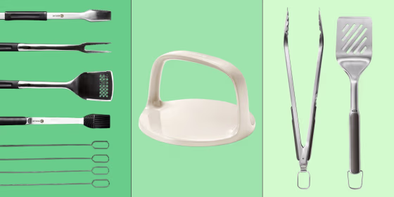 You can shop for grilling tools made of stainless steel, cast iron, wood and more.