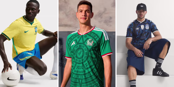 There are 48 countries in the World Cup, with at least two jersey designs per team.