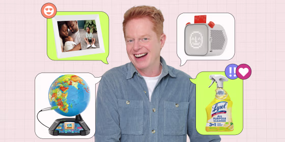 Some of Jesse Tyler Ferguson’s favorite products are Aura’s digital photo frame and Lysol’s all-purpose cleaner, while his kids love SmartKids Planet’s interactive globe and the Yoto Mini.