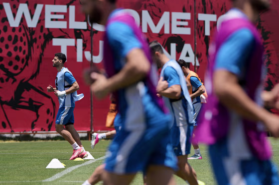 Iran's national soccer team during a training session in Tijuana, Mexico on June 18, 2026. 
