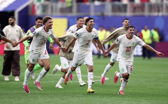 On-field celebrations during a World Cup match