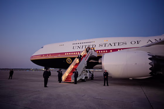 President Donald Trump arrives on Air Force One on July 1, 2026 at Joint Base Andrews, Md. 