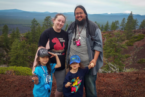 Stephanie Garneaux with her family in 2018.
