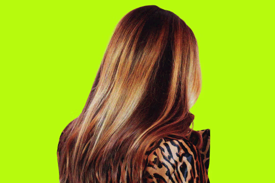 Melania Trump in a leopard-print coat with her back to the camera, her hair falling over her shoulders.